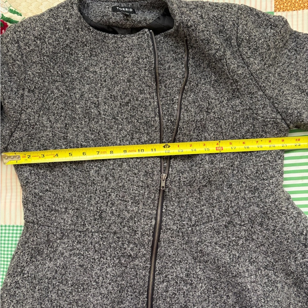 Torrid Asymmetrical Gray Wool Blend Moto Jacket - Picture 4 of 13